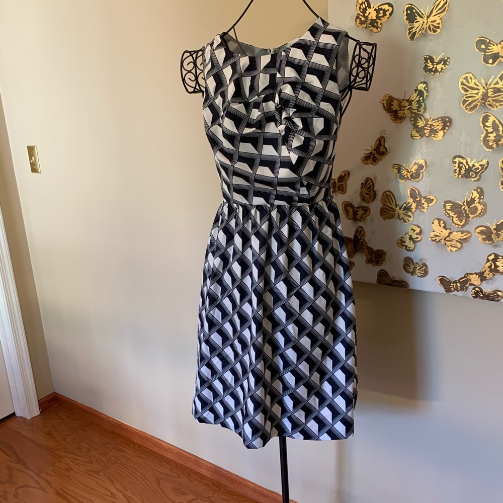 Anthropologie blue and white dress pattern size 2